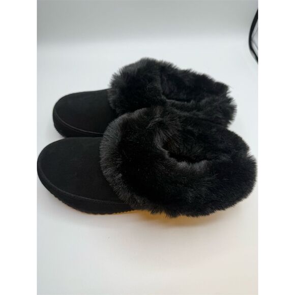 SOREL GO- COFFEE RUN WOMEN'S SLIPPER Slip-On Black Faux Fur Size 7 NIB - Picture 4 of 11